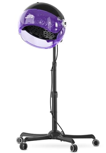 Professional Standing Hair Dryer - 1875W Floor Standing Hooded Dryer Hair Bonnet with Ionic Generator for Professional Salon Station Spa Home Use Hair Drying Treatment Adds Shine Volume (Purple)