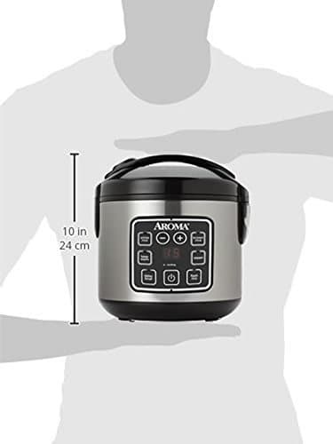 AROMA Digital Rice Cooker, 4-Cup (Uncooked) / 8-Cup (Cooked), Steamer, Grain Cooker, Multicooker, 2 Qt, Stainless Steel Exterior, ARC-914SBD 8