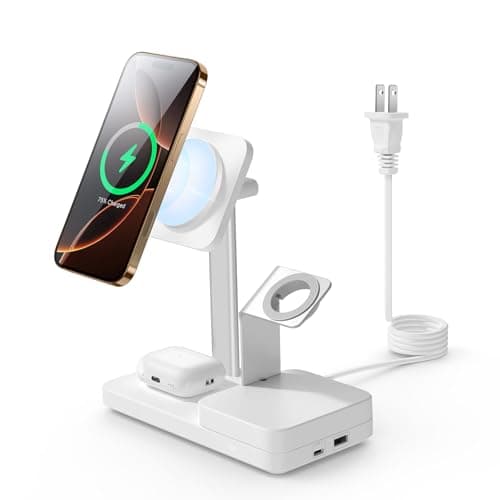 ESR 65W 4-in-1 GaN Wireless Charging Station(5-in-1 Stand), Designed for MagSafe Charger Stand, Magnetic Wireless Charger for iPhone 17/16/15/14/13, AirPods Pro/3/2, and USB A/C Devices, White