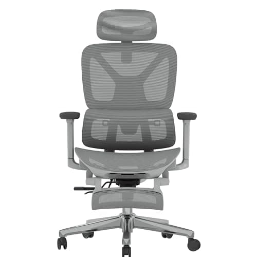 FLEXISPOT ErgoX Premium Ergonomic Office Chair with Footrest- Adjustable 3D Armrests, Dynamic Lumbar Support, Recline & Tilt Function, Mesh Seat, for Home & Office Use,Light Grey 11