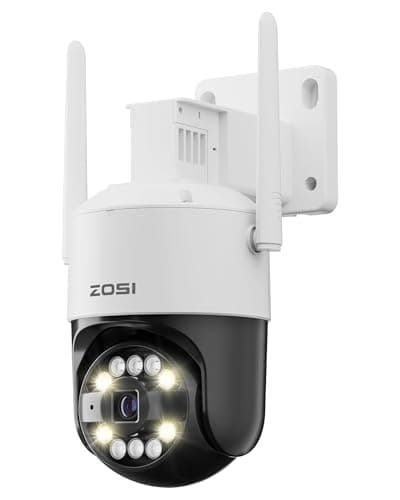 ZOSI 3K WiFi 6 Home Security Camera,2.4GHz WiFi Indoor Outdoor, 5MP Pan/Tilt Plug-in Camera,Human/Vehicle/Pet Detection,Color Night Vision,2 Way Audio, Spotlight Siren,Memory Card & Cloud Storage