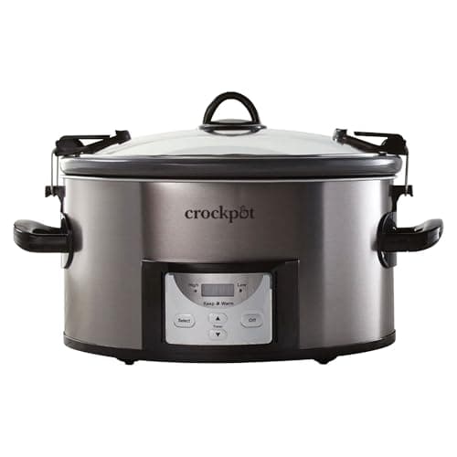 Crock Pot 7-qt Nonstick Ceramic Coating Cook & Carry Programmable Easy-Clean Slow Cooker Stainless Steel