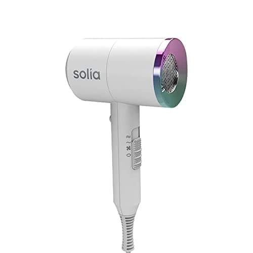Solia Hair Dryer with Concentrator, and Concentrator Comb 1400W Ionic Blow Dryer, Constant Temperature Prevents Damage, Lightweight Portable Hairdryer (Holographic White)