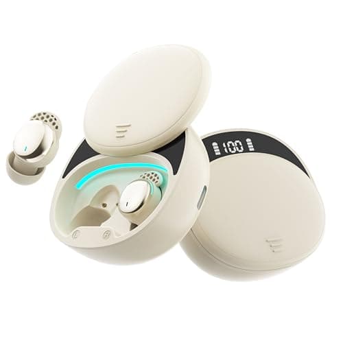 Ertuly Sleep Earbuds for Side Sleepers Wireless Earbuds Comfortable Noise Blocking LED Power Display Music Sleep Dual Mode for Sleeping Working Hiking (Apricot)