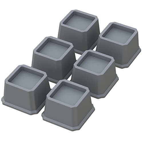 Whynonap Bed Risers 2 Inch Heavy Duty Bed Elevators, Set of 6 Lifts Up 2000 lbs Furniture Riser for Sofa and Table, Gray