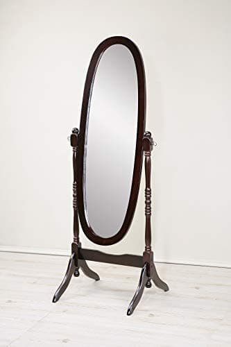 GTU Furniture Swivel Adjustable Full-Length Oval Wood Cheval Floor Mirror, in White/Black/Cherry/Oak/Silver/Gold/Espresso/Grey Finish (Espresso)