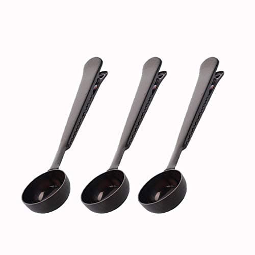 3 PCS Coffee Scoop with Clip Black2 in 1 Stainless Steel 1 tbsp Ground Measuring Spoon with Bag Clip for Coffee Tea