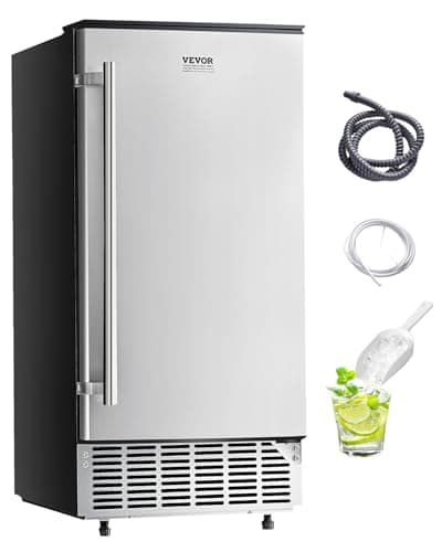 VEVOR Under Counter Ice Maker Machine, 80 Lbs/Day Undercounter Built-in Ice Maker with Reversible Door, Stainless Steel Freestanding Ice Machine for Commercial Home Kitchen