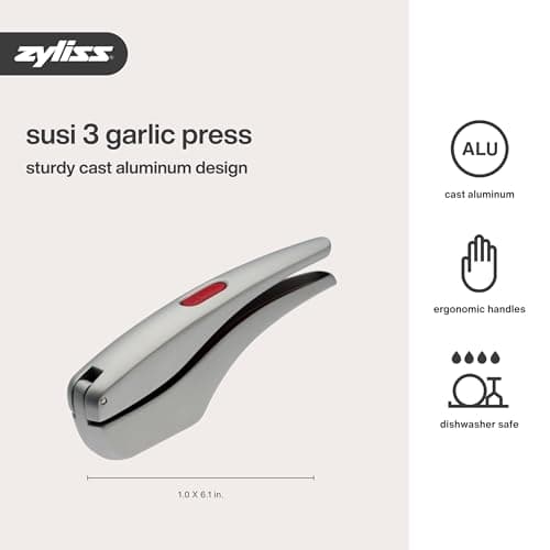 Zyliss Susi 3 Garlic Press - Aluminium Press with Built-In Cleaning Tool - Garlic Crusher, Mincer & Peeler for Unpeeled Cloves 6