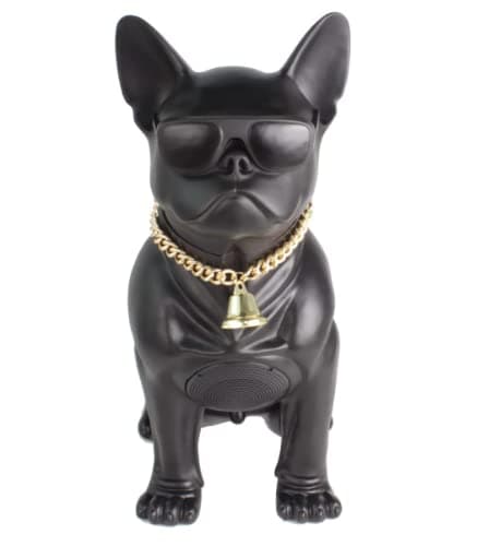 Max Power Wooof Bulldog Style Bluetooth Speaker - MD566 - Big Size with Glasses and Dog Collar Chain - FM Radio, Black
