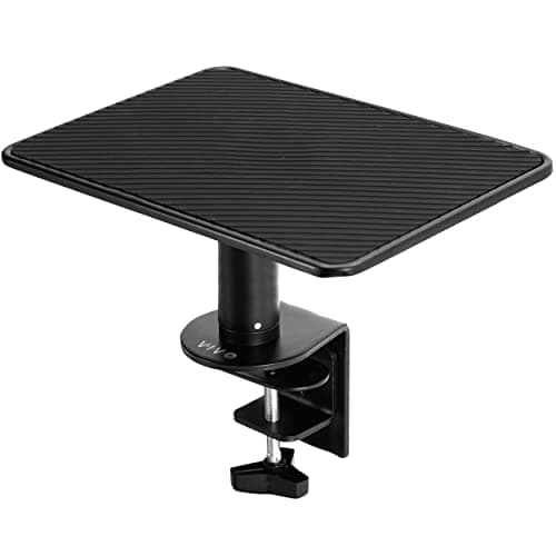 VIVO Clamp-On Universal Height Adjustable Ergonomic Computer Monitor and Laptop Riser, Tabletop Desk Stand, C-Clamp Design, Black, STAND-V000SCB