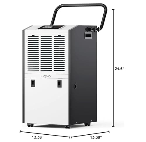Waykar 155 Pints Large Commercial Dehumidifier with Drain Hose and Water Tank, Industrial Dehumidifier in Large Space up to 8000 Sq. Ft for Home, Basements, Whole House, Library 8