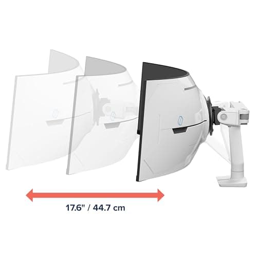 Ergotron - HX VHD Premium Heavy Duty Gaming Monitor Arm, Single Monitor Desk Mount – for 1000R Curved Ultrawide Monitors Up to 57 Inches, 9-14 Inches Depth, VESA 75x75mm or 100x100mm – White 5