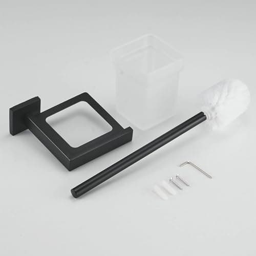 Matte Black Toilet Brush and Holder Set, NEWRAIN Wall Mounted Toilet Bowl Brush with Long Handle, Stainless Steel Toilet Brushes for Bathroom-Space Saving 8