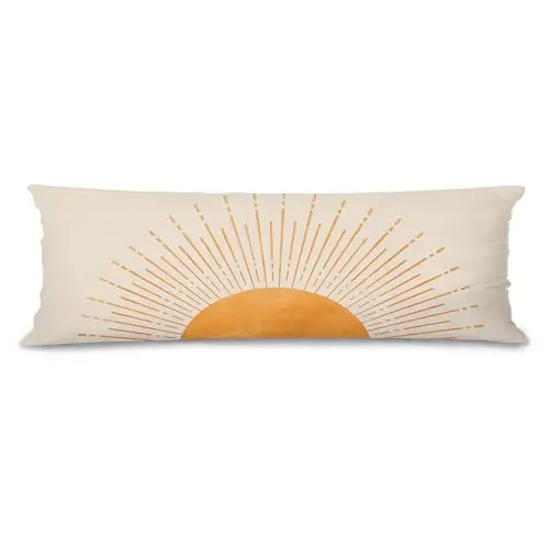 Pleonox Boho Orange Sun Sunshine 20x54 Body Pillow Cover Case, Mid Century Modern Boho Horizontal Sunset Sunrise Decorative Long Hug Pillow Cases for Bed Couch