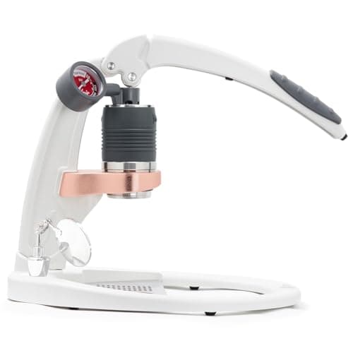 Flair UPDATED PRO 3 (White) - All manual lever espresso maker with a stainless steel brew head, pressure gauge, shot mirror and a small size