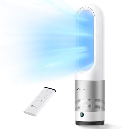 Zicooler Bladeless Fan for Bedroom, 22" Quiet Oscillating Tower Fan with Remote, 8 Speeds, 90° Wide-Angle, 35dB Quiet, 9H Timer, LED Display, Compact Bladeless Tower Fan for Living Room Office Kitchen 8