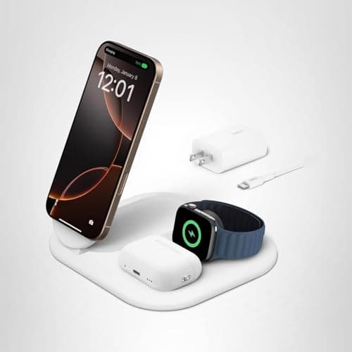 Belkin 3-in-1 MagSafe-Compatible iPhone Charger - Foldable Magnetic Qi2 Certified, MagSafe Charging Station for Phone, Apple Watch, AirPods - Wireless for Multiple Devices 10