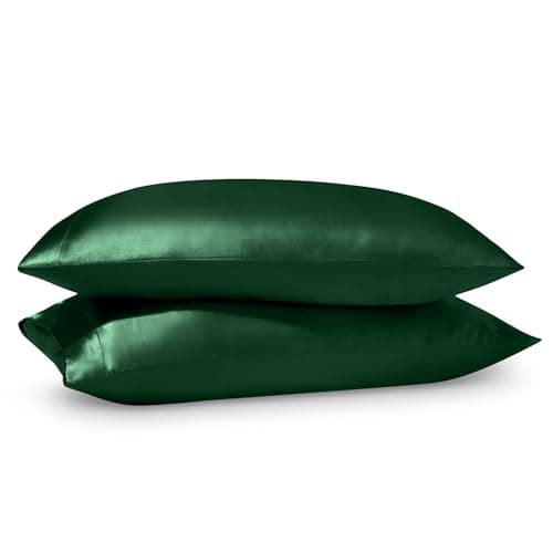 Bare Home Satin Pillowcases for Hair and Skin - 2 Pack Standard (20x26) - Luxury Pillowcases - Envelope Enclosure - Soft and Smooth Satin - Breathable - Similar to Silk (Forest Green, 2 Pack) 8