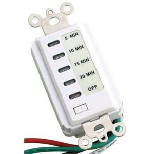Auto Shut Off Timer for Bathroom Fan: 30-15-10-5 Minute Preset Countdown (White) by Teklectric