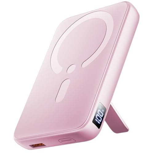 for Magsafe Portable Charger, 12000mAh Wireless Magnetic Power Bank with Stand and PD 20W Fast Charging, for Magsafe Battery Pack Compatible with iPhone 16/15/14/13/12 Series-Sakura