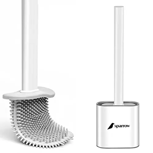 Sparrow Quick Drying Silicone Toilet Brush & Holder - Bathroom Accessory