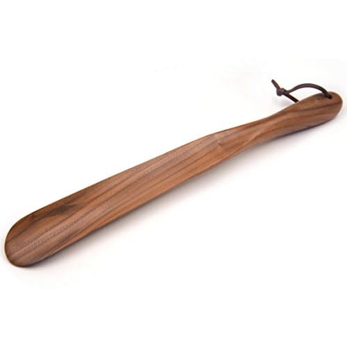 Bamber Wooden Shoe Horn Wood Shoehorn with Handle for Seniors Women Men Kids, 15'' Long, Black Walnut