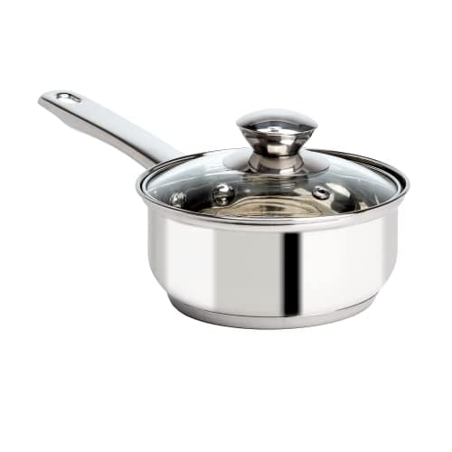 Ecolution Stainless Steel Sauce Pan, Encapsulated Induction Ready Cooking Pot with Glass Lid, Oven Safe, Dishwasher Safe Soup Pot, 1-Quart
