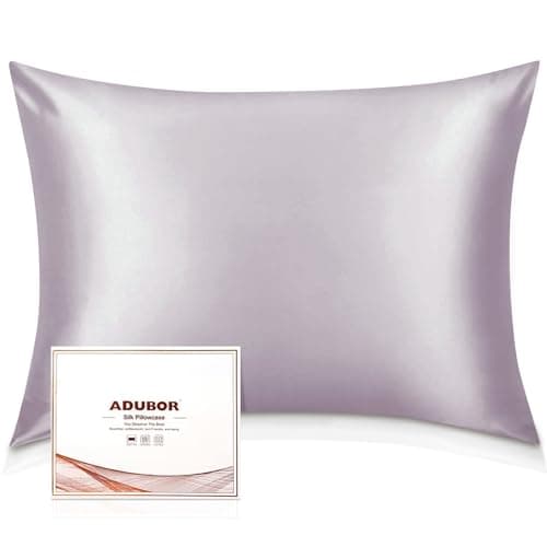 Adubor 100% Silk Pillowcase - Mulberry Silk Pillow Cases, 23 Momme 6A Grade Fibers, Silk Pillow Case for Hair and Skin Health, with Hidden Zipper (Standard 20''×26'', Grayish Purple, 1PC)