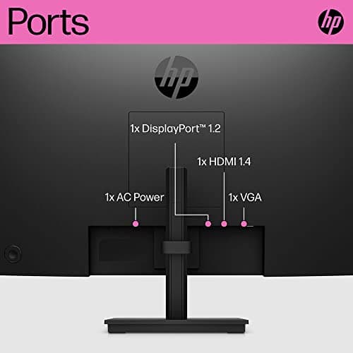 HP 24 inch 1080P Computer Monitor Bundle with Docztorm Dock, 24" Full HD (1920x1080) 75Hz Anti-Glare IPS Display with Built-in Speakers, HDMI, VGA, Ideal for Home and Business -2026 Model 3