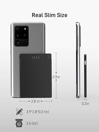 Auskang Slim Portable Charger with Built in Cable - Ultra Thin Power Bank Compatible with iPhone 15 Series Samsung Galaxy/Note Google Pixel and Other Android USB-C Smartphones 2