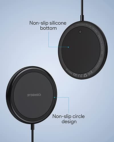 COKOEYE Wireless Charger, 15W Max Fast Wireless Charging Pad 2-Pack Compatible with iPhone 17/17 Air/17 Pro/17 Pro Max/16/15/14/13/12/Samsung S24/S24Ultra/S23Ultra/S22/S21,AirPods Pro2 9