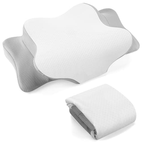 HunnmingRe Cervical Pillow Case Cover Comfortable and Breathable Memory Foam Cervical Neck Pillow Case Cover with Zipper(White,Gray,Queen Size)