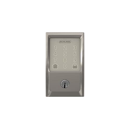 Schlage Encode Smart Wi-Fi Deadbolt Lock with Touchscreen Keypad, Keyless Front Door Entry, App Control, Alexa, Google Home and Airbnb Compatible, Satin Nickel, BE489WB CEN 619 9
