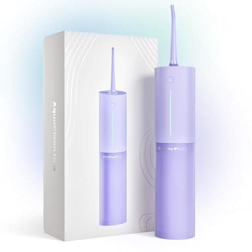 SOMETHING NICE AquaClean Duo Water Flosser - Portable, Waterproof, Include Nozzle, Magnetic Charger & Travel Bag | Dentist Designed Cordless Flosser for Teeth Cleaning Ideal for Braces (Pastel Purple)