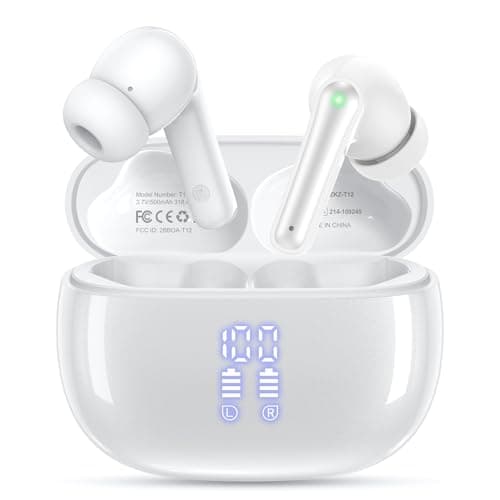 YAQ Wireless Earbuds Bluetooth Headphones, 40H Playtime Stereo IPX5 Waterproof Ear Buds, LED Power Display Cordless in-Ear Earphones with Microphone for iOS Android Cell Phone Sports