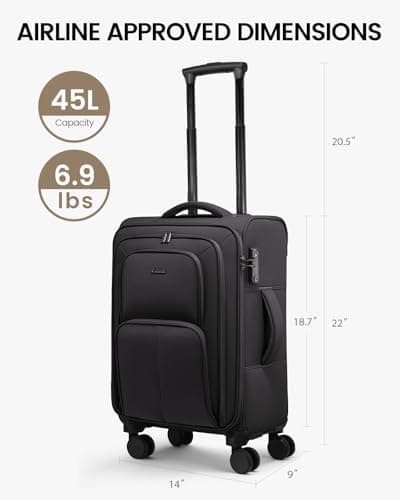 LOVEVOOK Carry On Luggage 22x14x9 Airline Approved, 22 Inch Softside Suitcases with Spinner Wheels, Lightweight Carry-on Suitcase with TSA Lock for Women Men, Large Luggage for Travel Business Trip 8