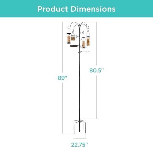 Best Choice Products 6-Hook Bird Feeding Station, Steel Multi-Feeder Kit Stand for Attracting Wild Birds w/ 4 Bird Feeders, Mesh Tray, Bird Bath, 5-Prong Base - Black 7