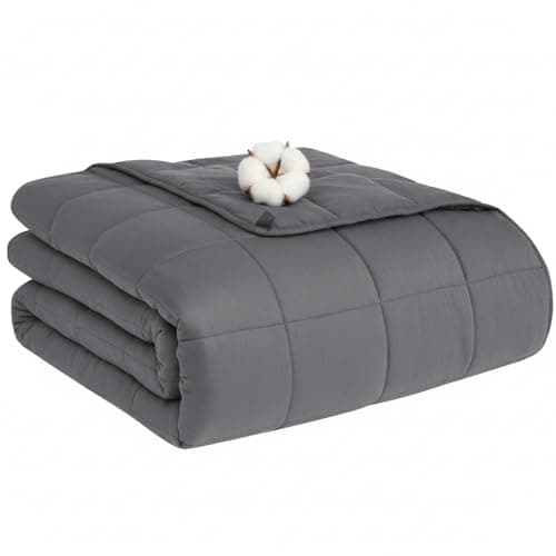Smart Queen Weighted Blanket for Adults (5 lbs, 41"x 60", Throw Size), Soft Heavy Throw Blanket for Napping, Bed & Fall Season, Machine Washable, Soft Cotton