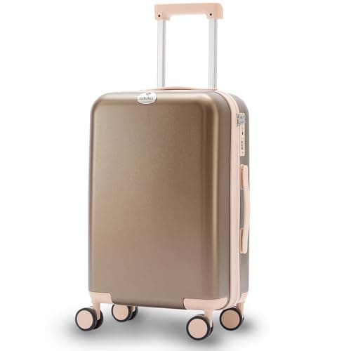 SIKIKU 20 Inch Carry On Luggage for Women, Lightweight Hardside Suitcase with 360° Spinner Wheels, TSA Lock, Durable Luggage for Travel, Titanium Gold