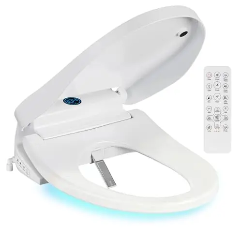 Bidet Toilet Seat, Electric Smart Heated Toilet Seat with Instant Warm Water & Dryer, Multiple Spraying Modes, Self-Clean Nozzle,Remote Control, Night Light, Soft Closed Toilet Lid