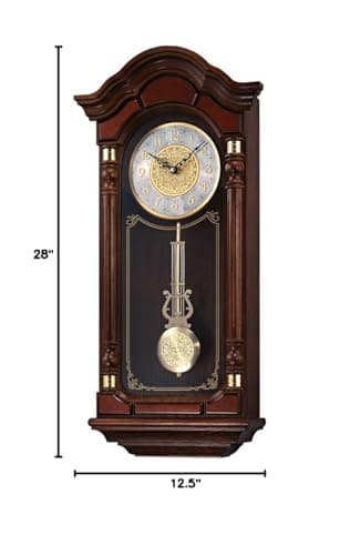 SEIKO QXH004BLH Oak Wood Pendulum Wall Clock with Chimes, Dark Brown, 28 x 12.5 x 6 Inches 6