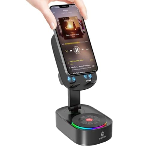ZOWEETEK 5in1 Wireless Induction Audio Bluetooth Speaker with Phone Stand,Work Time 8H+,Colorful Ambient Light,Emergency Rechargeable,270° Foldable Suitable for iPhone Android Phone Tablet,a Nice Gift