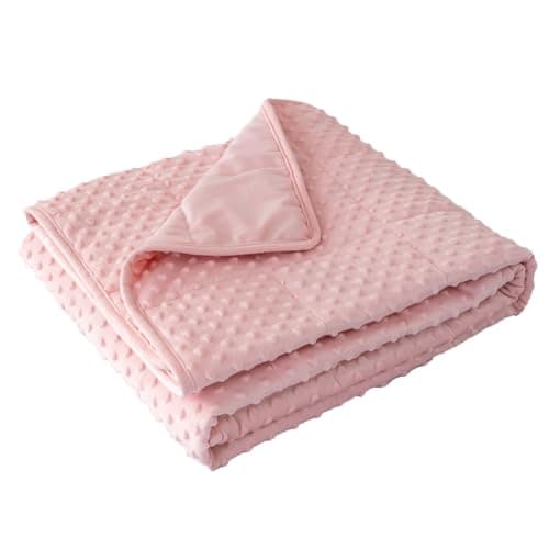 MENHIRY Weighted Blanket with Minky Duvet All Season,Reversible Soft Heavy Weighted Blanket for Adult Pink(5lb,36in*48in)