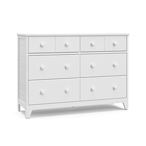 Storkcraft Moss 6 Drawer Dresser (White) – GREENGUARD Gold Certified Nursery Dresser, Safety-Focused Interlocking Drawer System, Chest of Drawers for Bedroom, Wood Craftsmanship