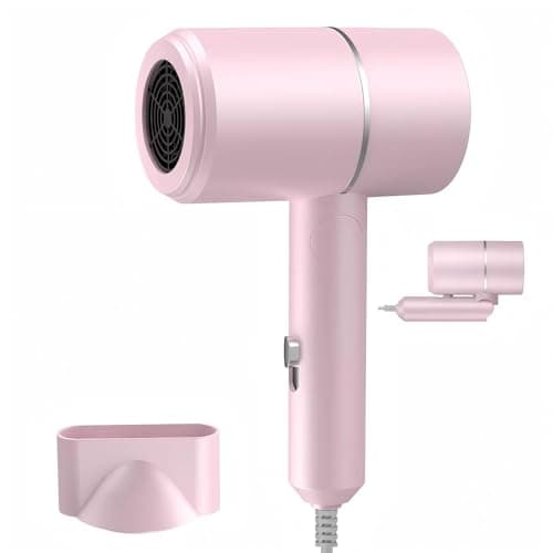 Quiet Motor, Gentle Heat, 2 Speed Settings, Cool Shot, Compact Portable Hair Dryer for Women, Men & Kids, 800W Ionic Hair Dryer – Mini Lightweight Blow Dryer for Home & Travel (Pink)