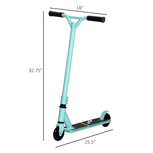 Aosom Stunt Scooter, Pro Scooter, Entry Level Freestyle Scooter w/Lightweight Alloy Deck for 14 Years and Up Teens, Adults, Blue 7