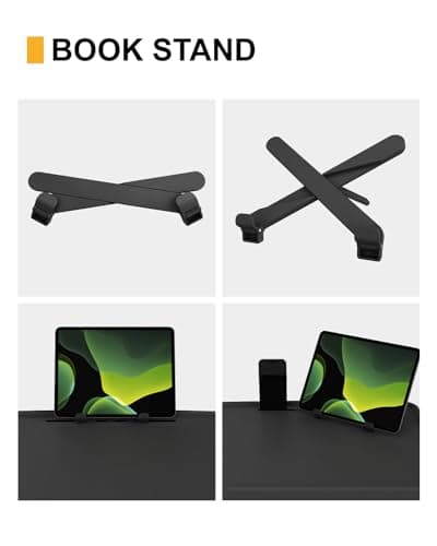 TRINEAR TV Tray Table, XL PRO TV Dinner Tables, 16.9 x 22 x 29.1inch Folding Desk with Cup Holder and Tablet Slot, Adjustable Couch Desk with 6 Height & 3 Tilt Angle Adjustments, Laptop Desks, Black 5