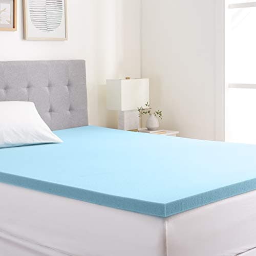Amazon Basics Alternative Latex King Mattress Topper, Cooling Gel-Infused, CertiPUR-US Certified, 2 Inches, Blue