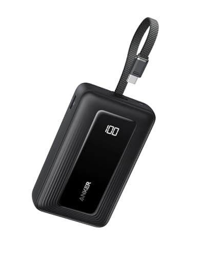 Anker Zolo Power Bank, 20,000mAh 45W Max Fast Portable Charger with Built-in USB-C Cable, USB C&A, 40W Battery Pack for iPhone 17 Series, MacBook, Samsung, and More (Charger Not Included)